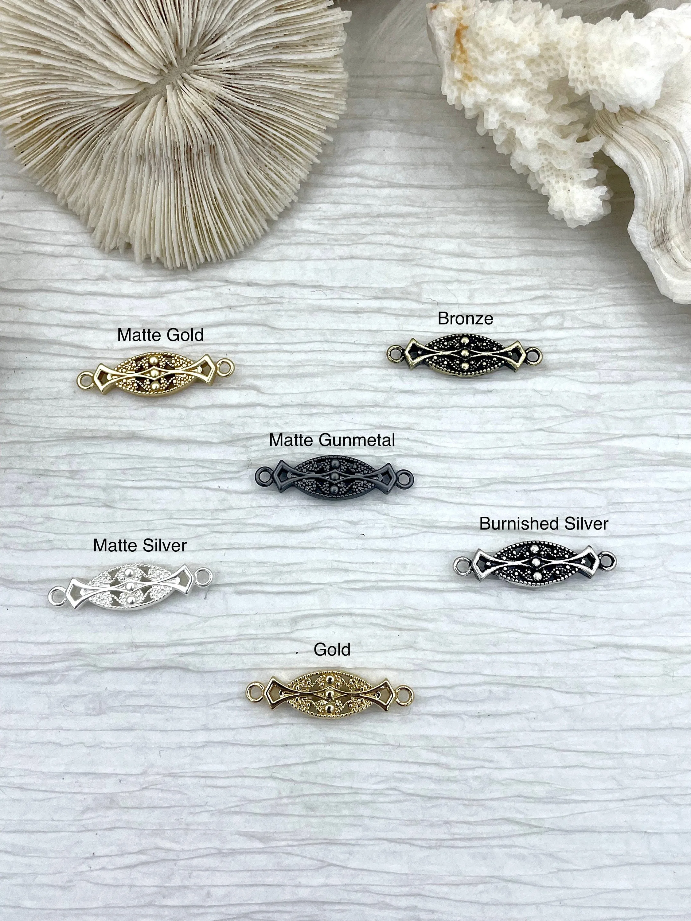 Brass Decorative Connector,, 25mm x 9mm x 3mm, Brass Jewelry Connector, Connector charm, Bracelet/Necklace Connector 6 finishes, Fast Ship