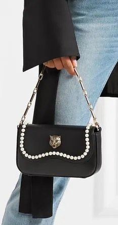 Broadway Mini Embellished Leather Shoulder Bag - Red or Black