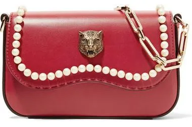 Broadway Mini Embellished Leather Shoulder Bag - Red or Black