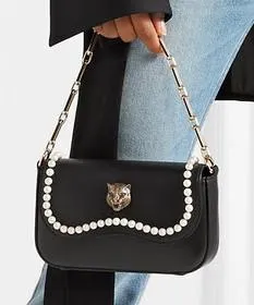 Broadway Mini Embellished Leather Shoulder Bag - Red or Black