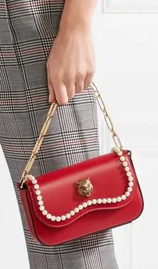 Broadway Mini Embellished Leather Shoulder Bag - Red or Black