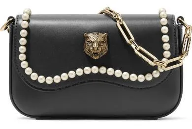 Broadway Mini Embellished Leather Shoulder Bag - Red or Black