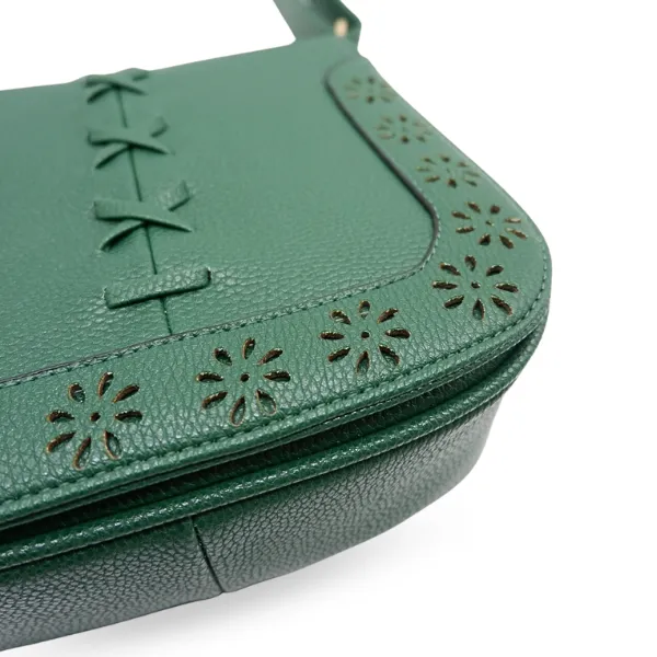 CAMELA - Green Vegan Leather Saddle Bag