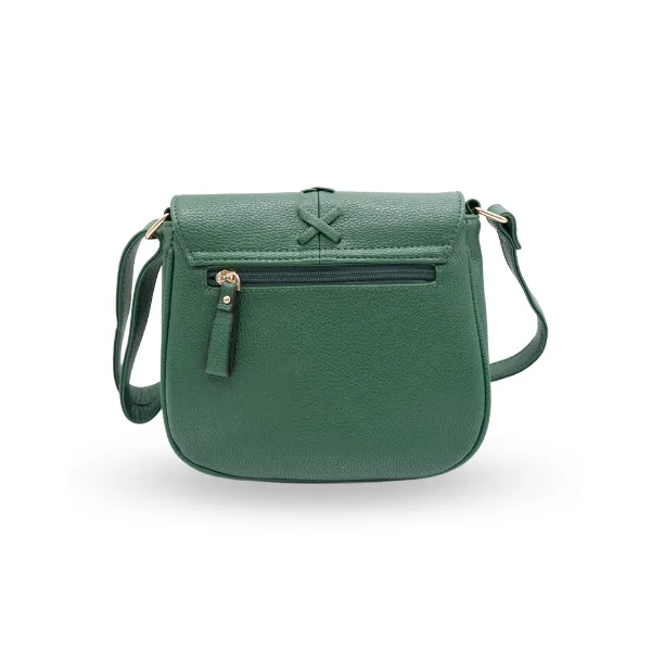 CAMELA - Green Vegan Leather Saddle Bag