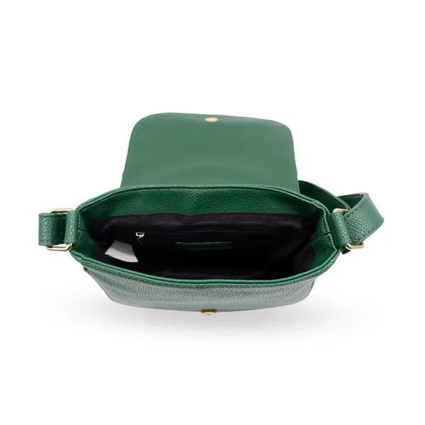 CAMELA - Green Vegan Leather Saddle Bag