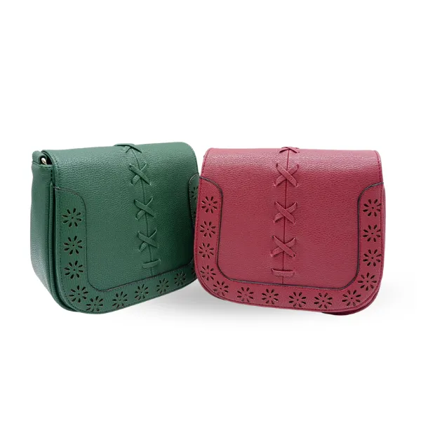 CAMELA - Green Vegan Leather Saddle Bag