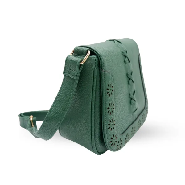 CAMELA - Green Vegan Leather Saddle Bag