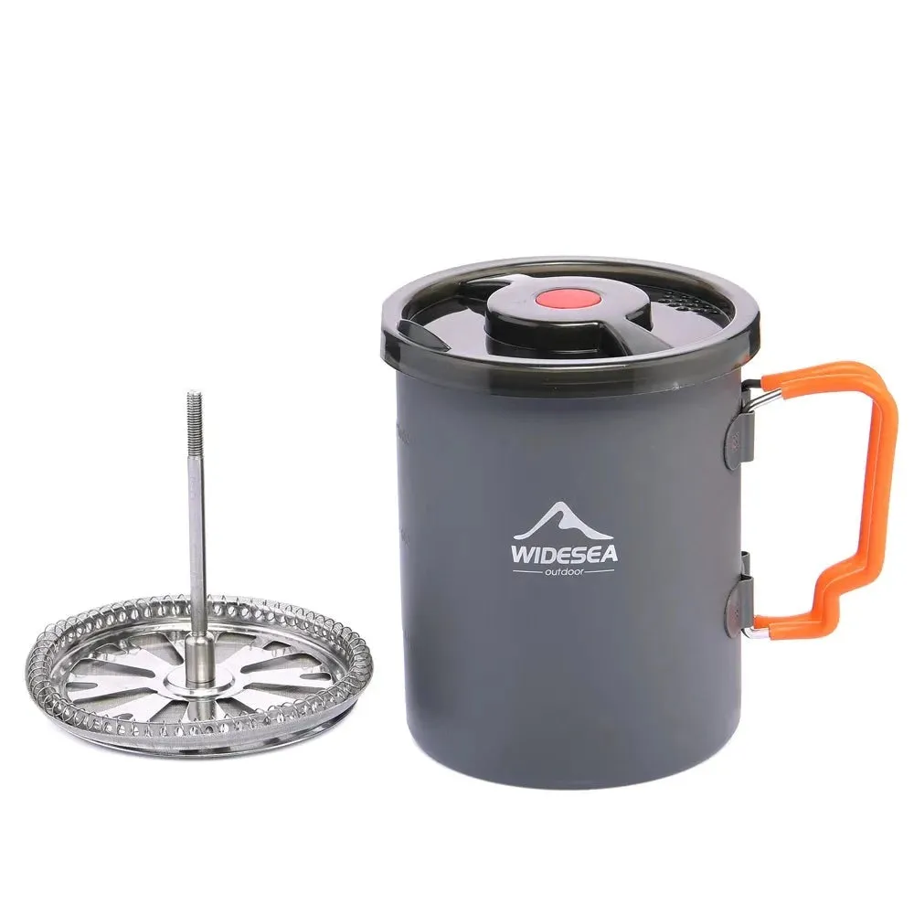 Camping Coffee Pot with French Press - Outdoor Cookware for Hiking and Trekking