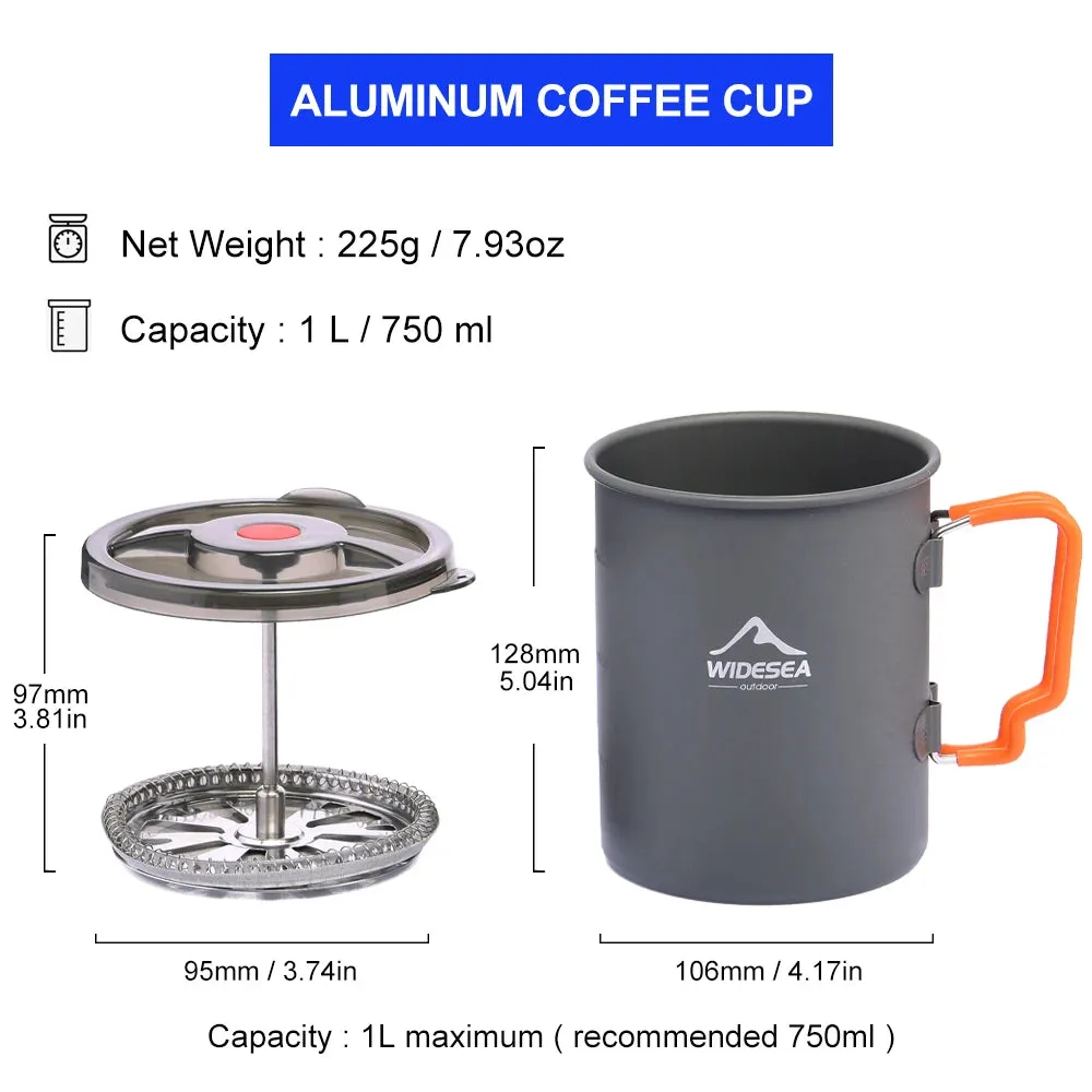 Camping Coffee Pot with French Press - Outdoor Cookware for Hiking and Trekking