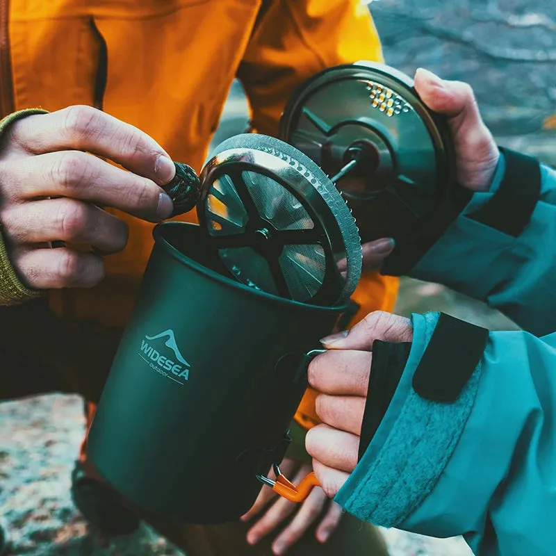 Camping Coffee Pot with French Press - Outdoor Cookware for Hiking and Trekking