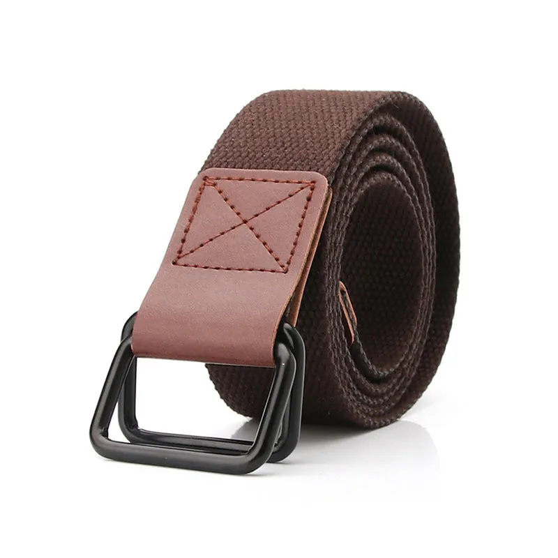 Canvas Belt Youth Student Jeans Pant Belt Double Ring Buckle Men's Tooling Characteristic Belt