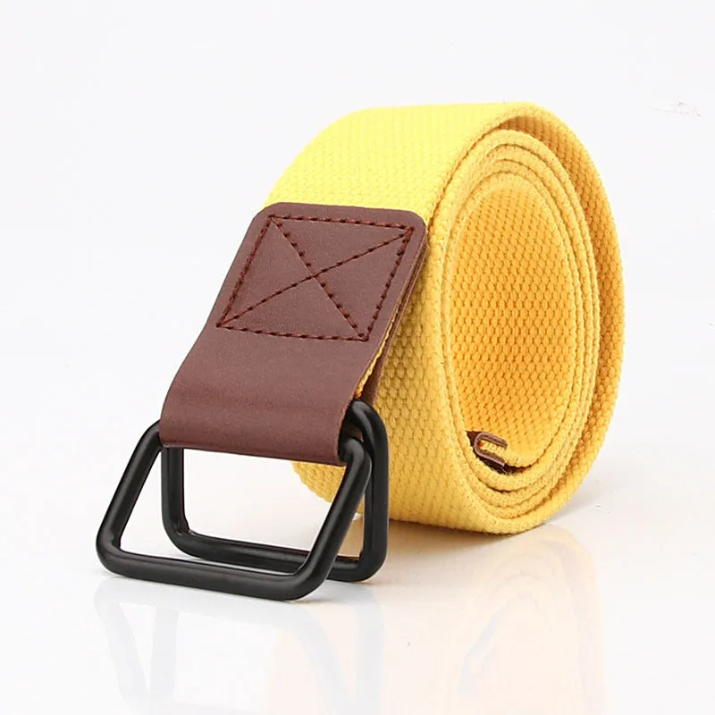 Canvas Belt Youth Student Jeans Pant Belt Double Ring Buckle Men's Tooling Characteristic Belt