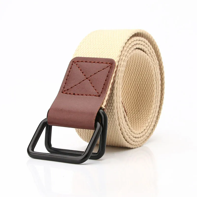 Canvas Belt Youth Student Jeans Pant Belt Double Ring Buckle Men's Tooling Characteristic Belt