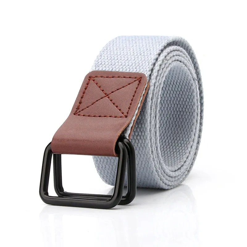 Canvas Belt Youth Student Jeans Pant Belt Double Ring Buckle Men's Tooling Characteristic Belt