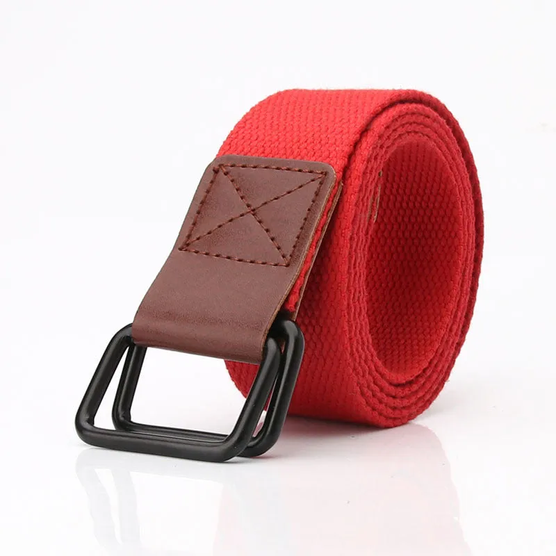 Canvas Belt Youth Student Jeans Pant Belt Double Ring Buckle Men's Tooling Characteristic Belt