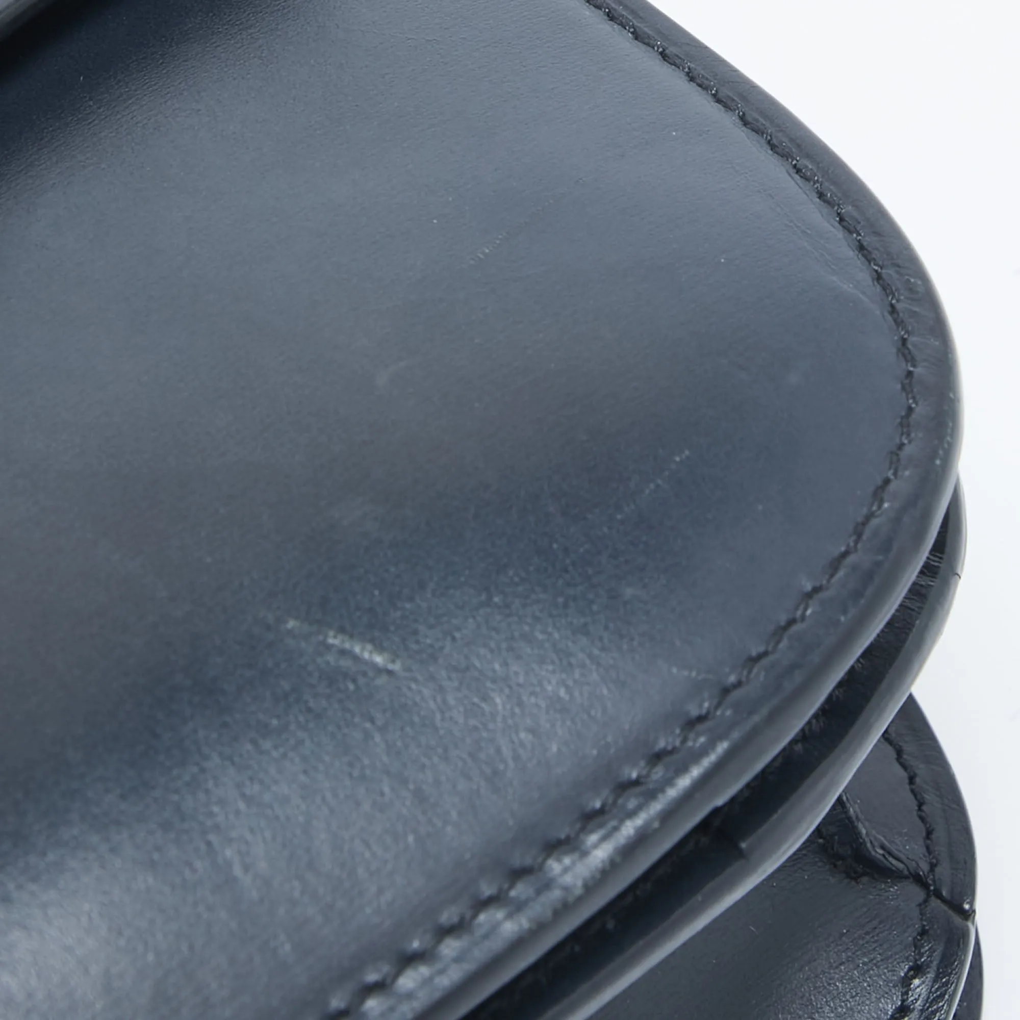 CELINE Navy Blue Leather Medium Classic Box Shoulder Bag