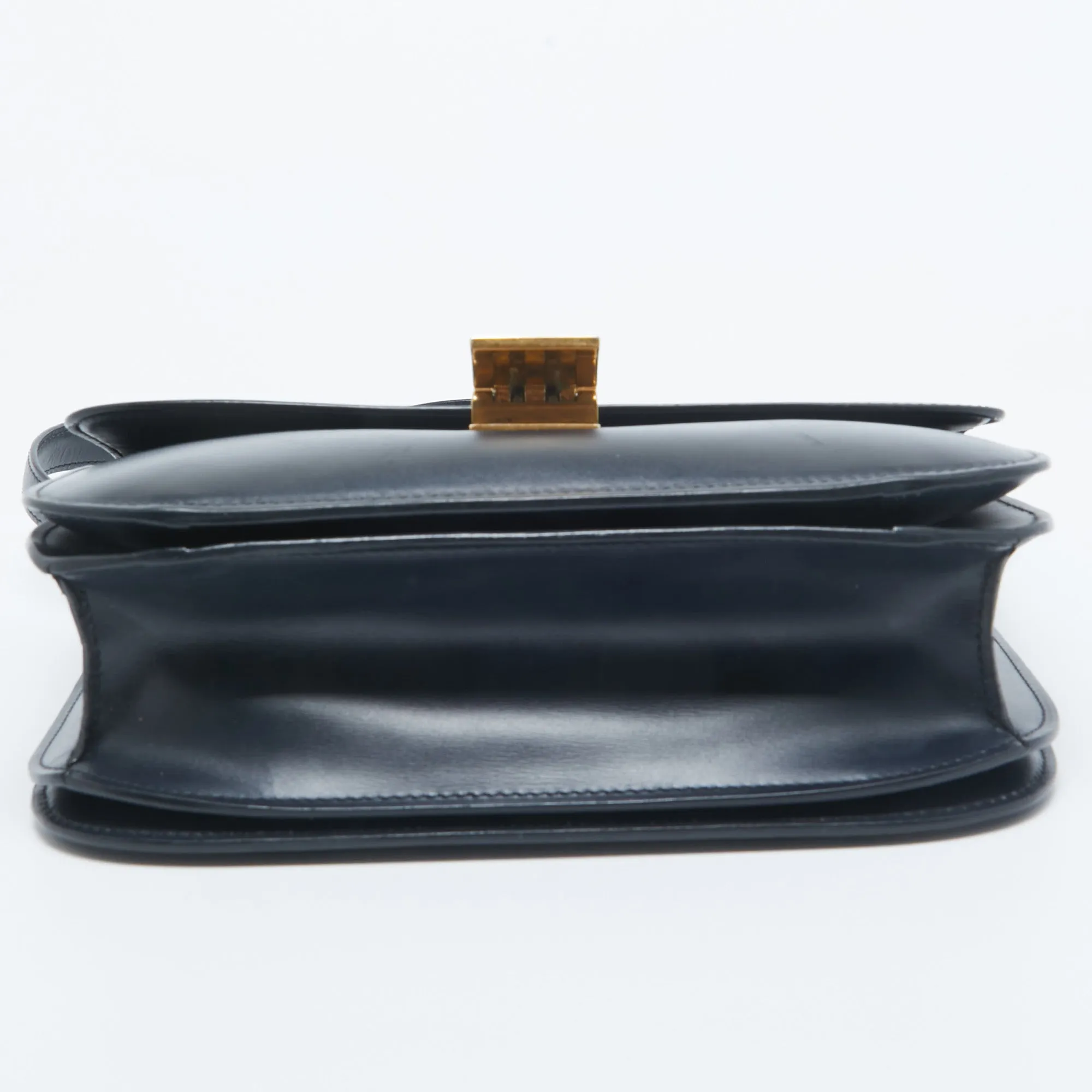 CELINE Navy Blue Leather Medium Classic Box Shoulder Bag