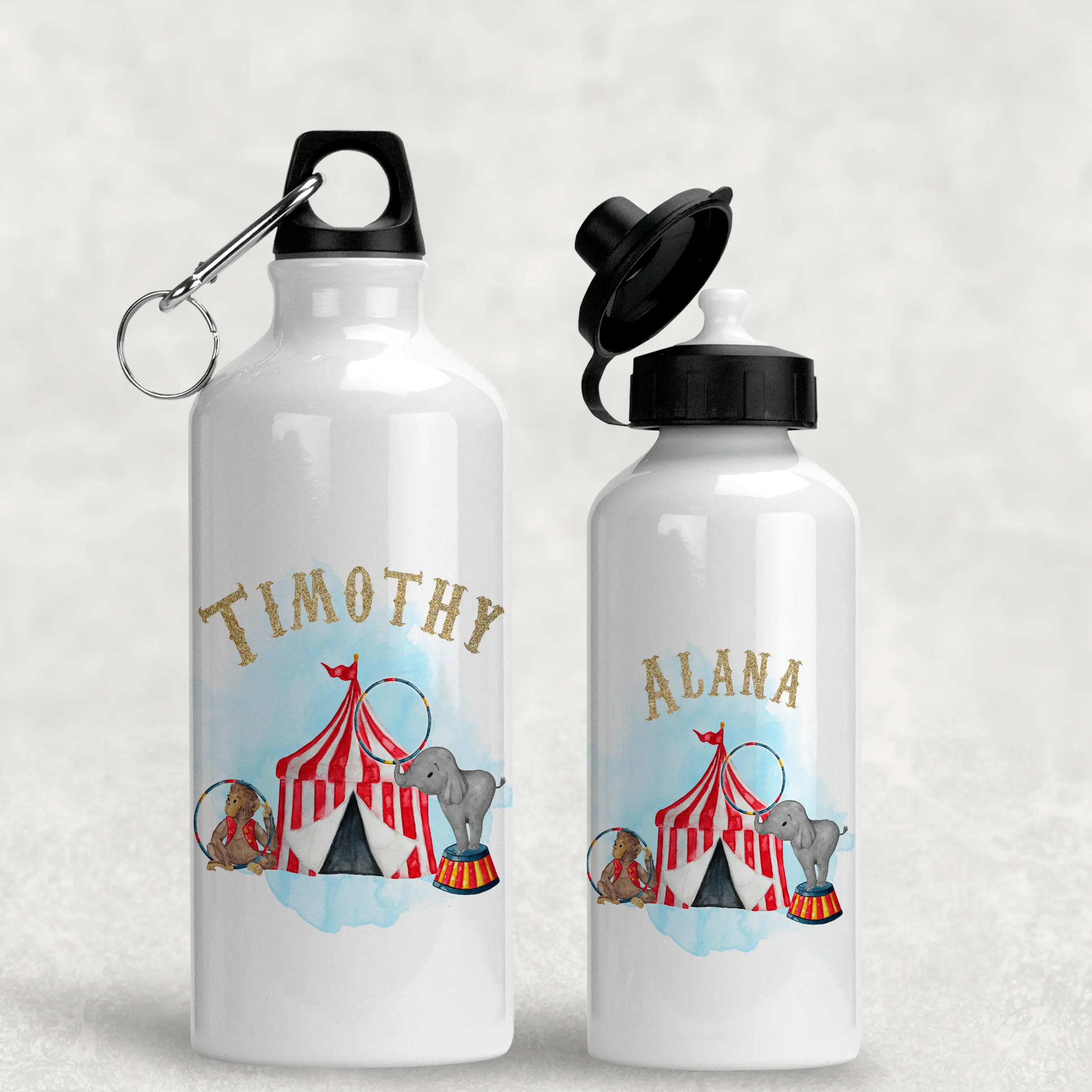 Circus Personalised Kids Aluminium Water Bottle 400/600ml