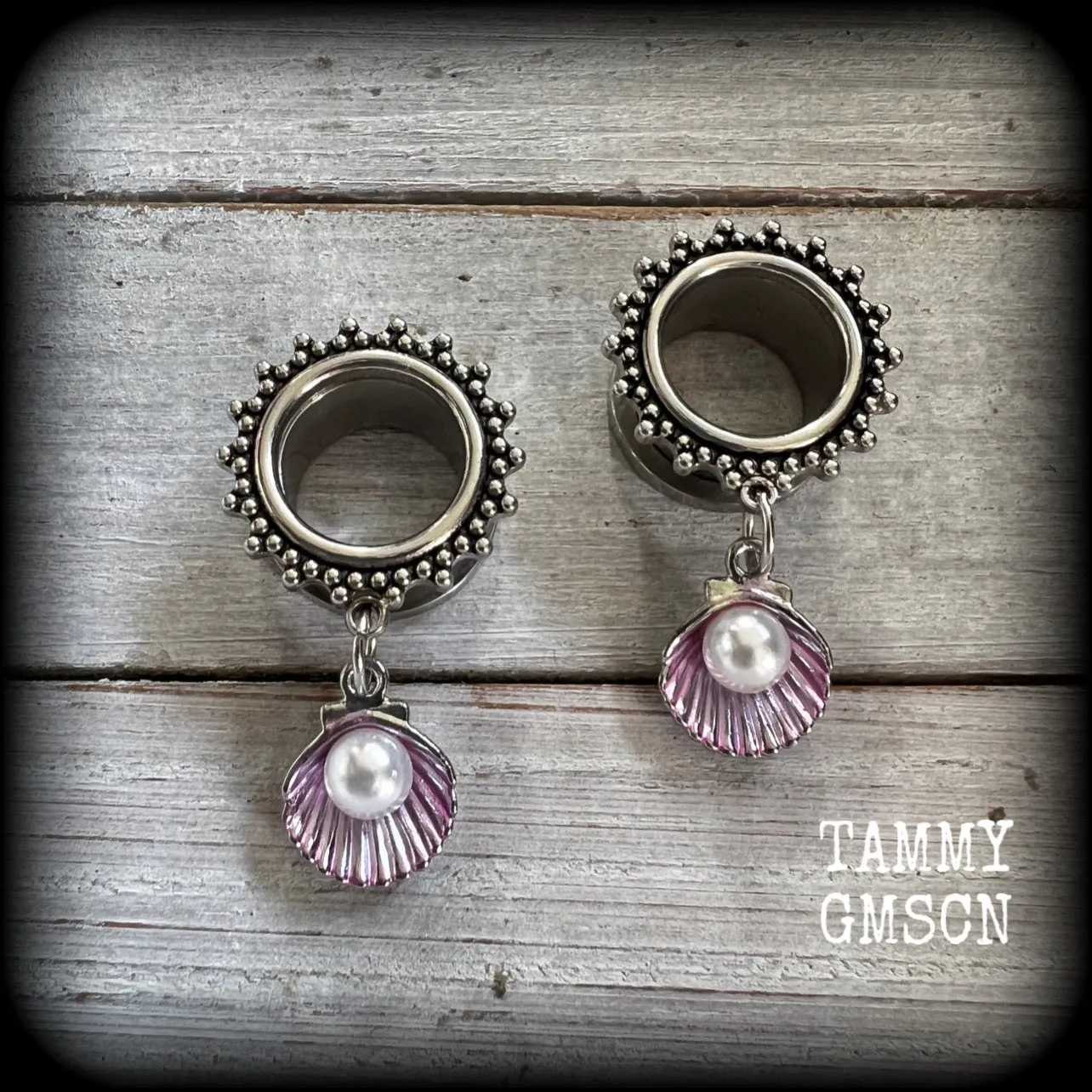 Clam shell tunnel dangles-Sea hag jewelry