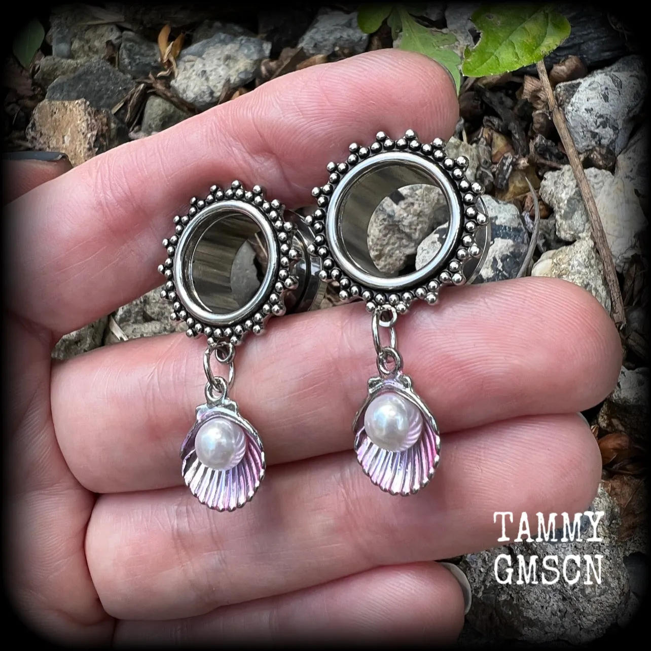 Clam shell tunnel dangles-Sea hag jewelry