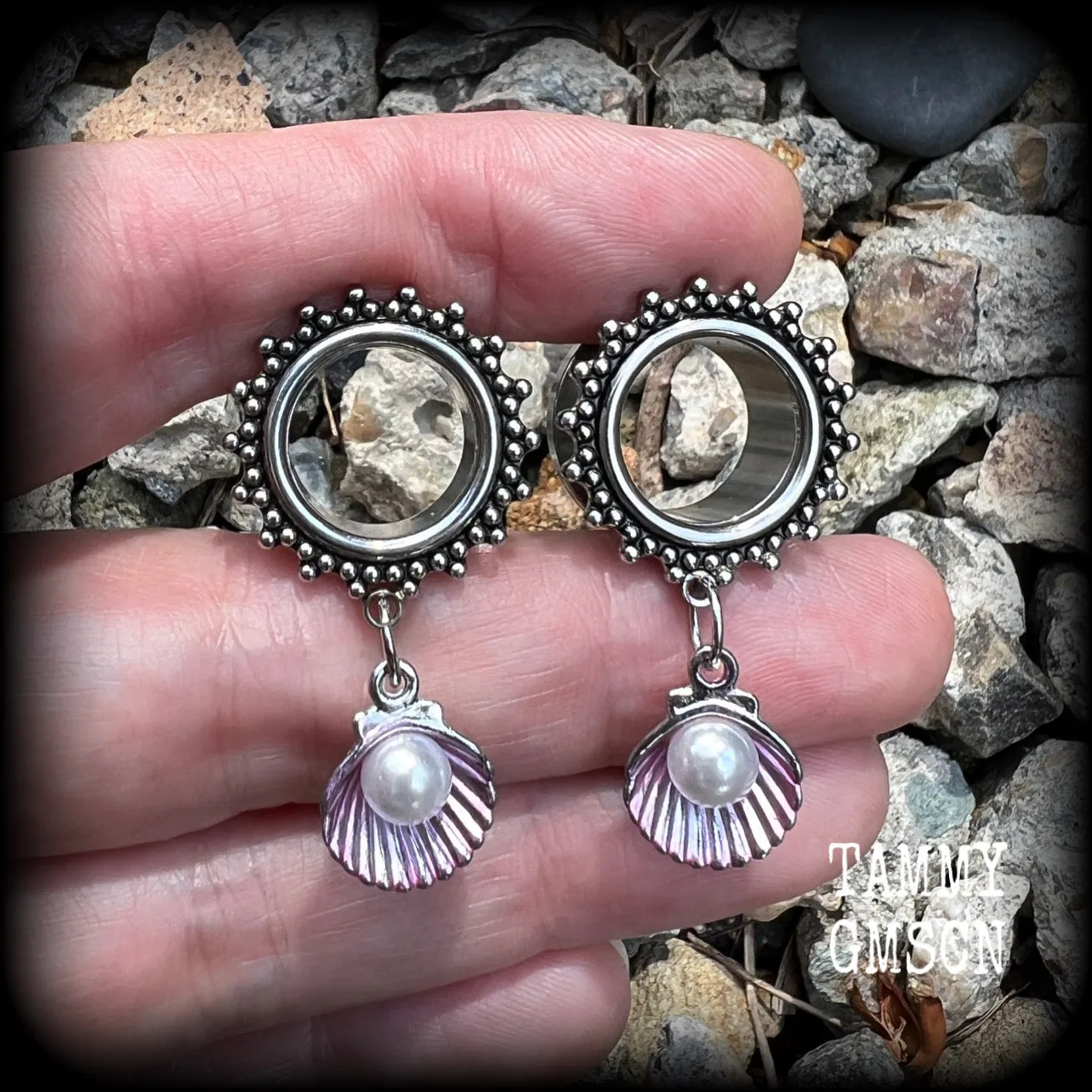 Clam shell tunnel dangles-Sea hag jewelry