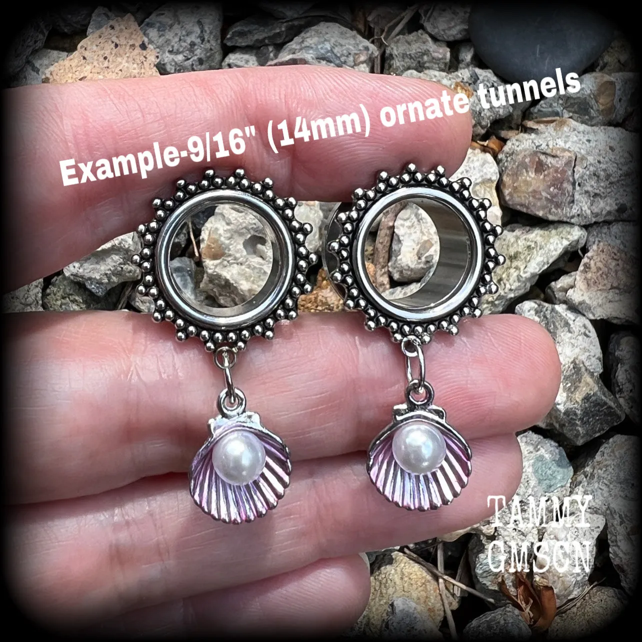 Clam shell tunnel dangles-Sea hag jewelry
