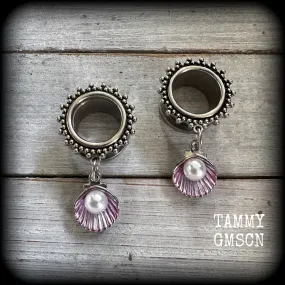 Clam shell tunnel dangles-Sea hag jewelry