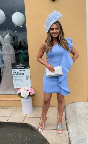Clover ice blue large feather hatinator fascinator