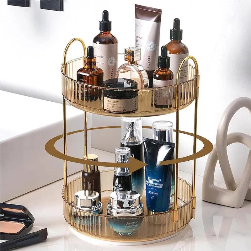 Corraine 2-Tier Multipurpose Revolving Organizer -Gold