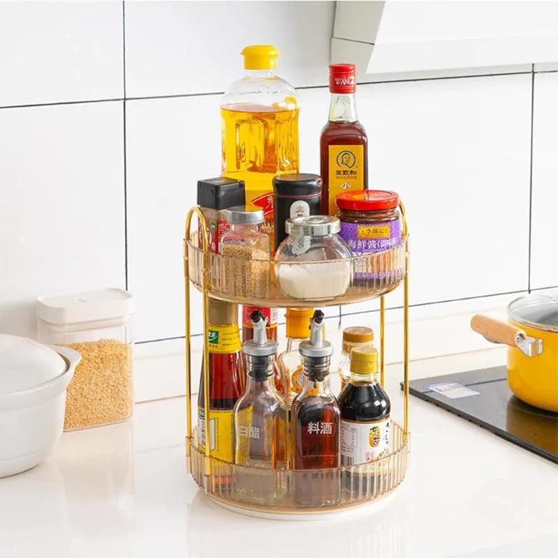 Corraine 2-Tier Multipurpose Revolving Organizer -Gold