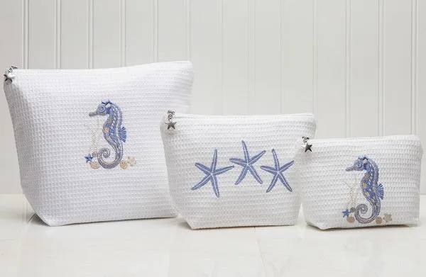 Cosmetic Bag (Large), Waffle Weave - Morning Starfish (Beige)