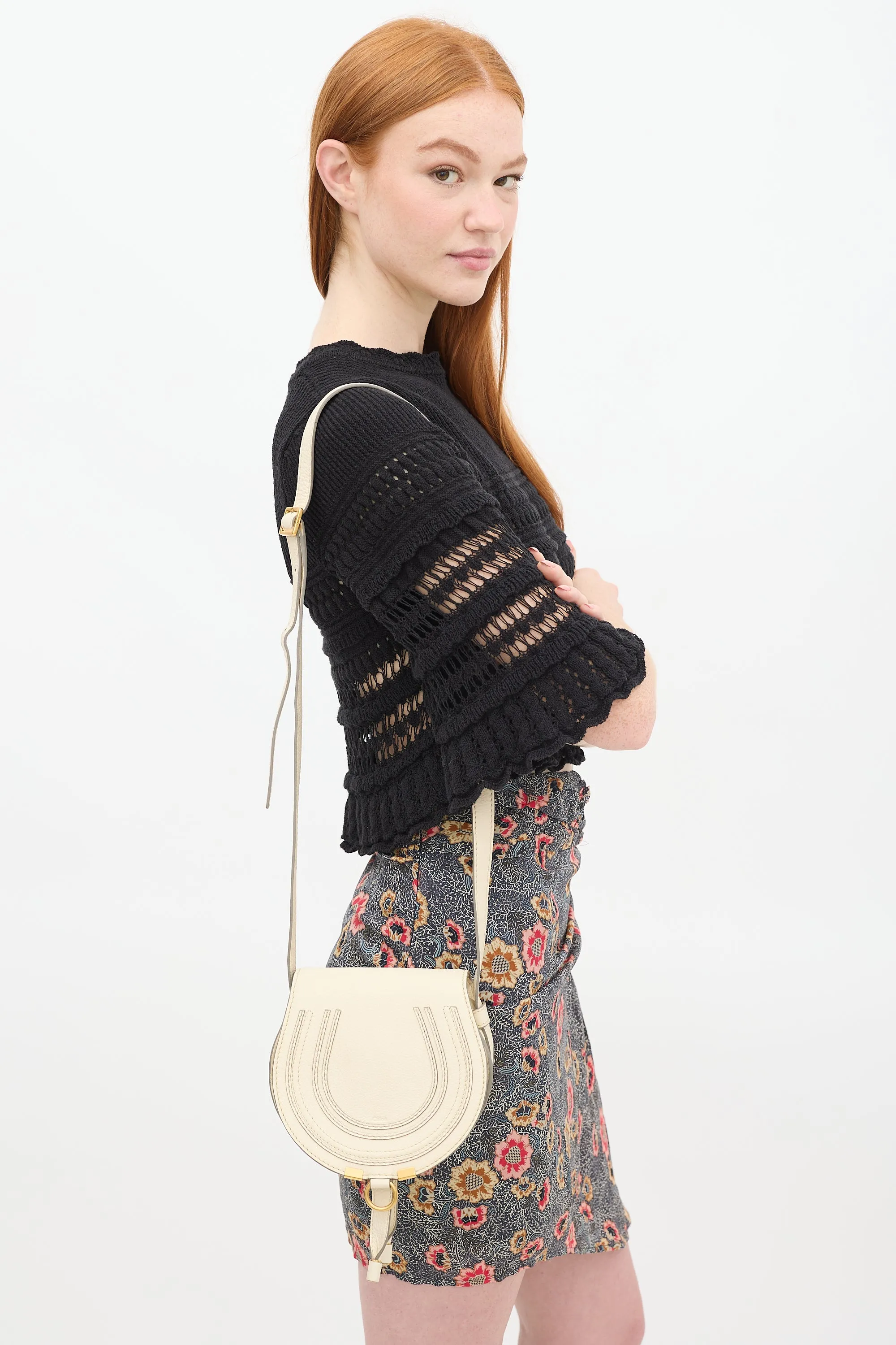 Cream Leather Marcie Bag