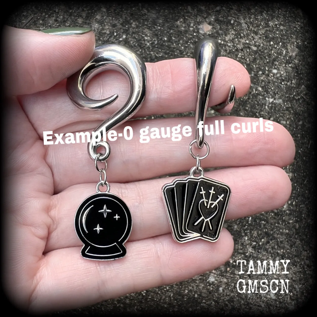 Crystal ball and tarot card earrings-Halloween tunnels