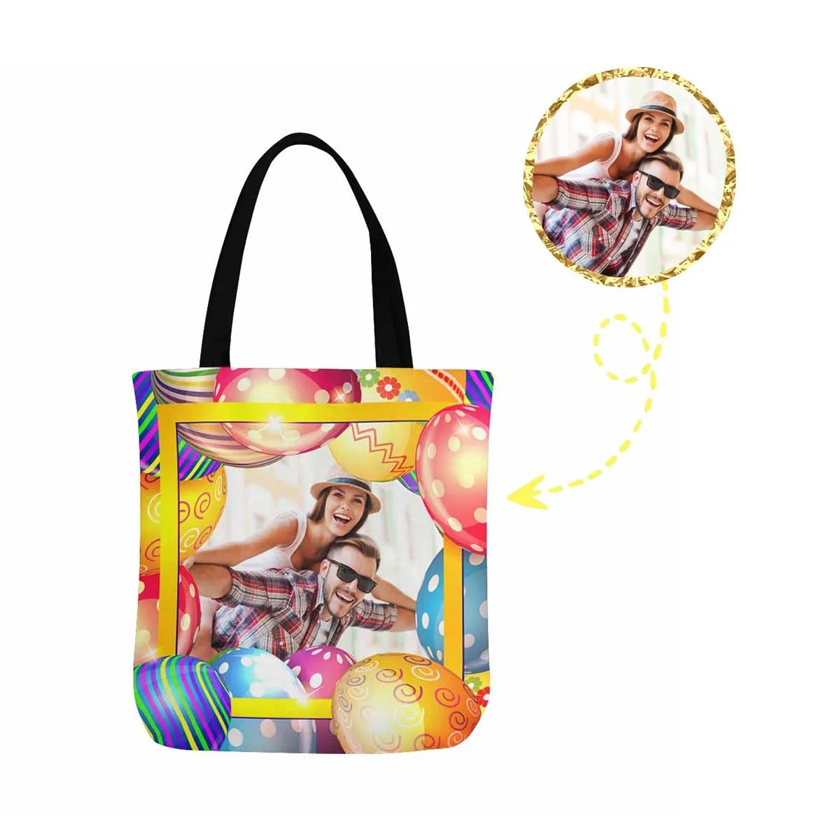 Custom Couple Photo Easter Eggs Canvas Tote Bag