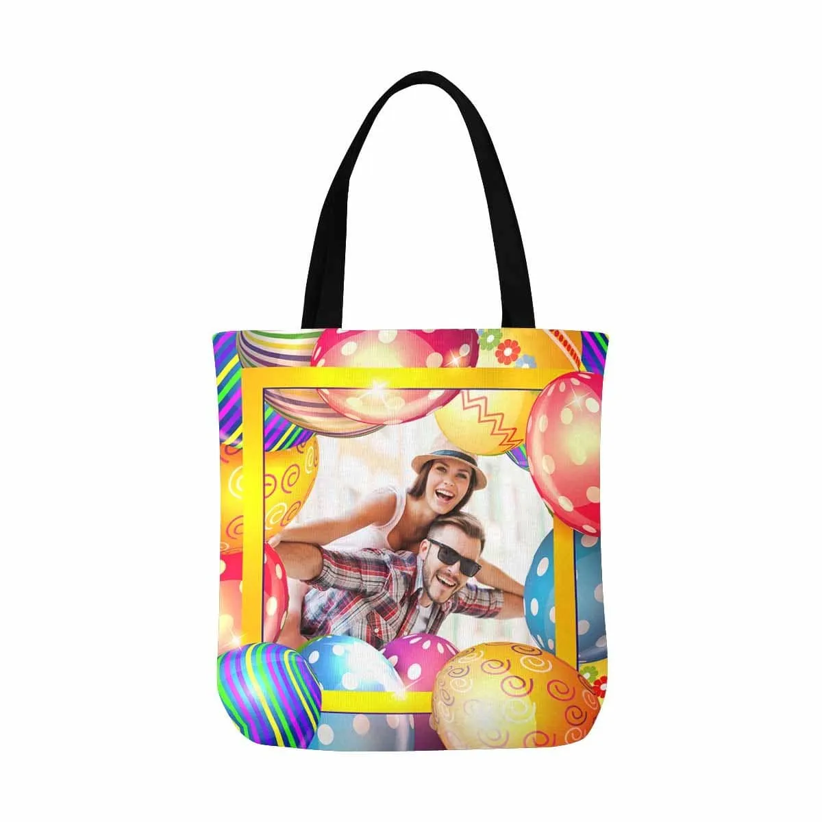 Custom Couple Photo Easter Eggs Canvas Tote Bag