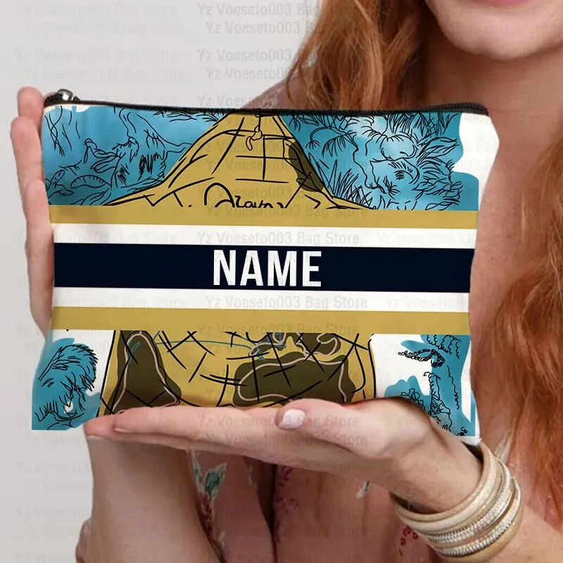 Custom Name Personalized Bag Women Canvas Cosmetic Makeup Bags Travel Toiletry Pouch School Pencil Case Supplies Teacher Gift