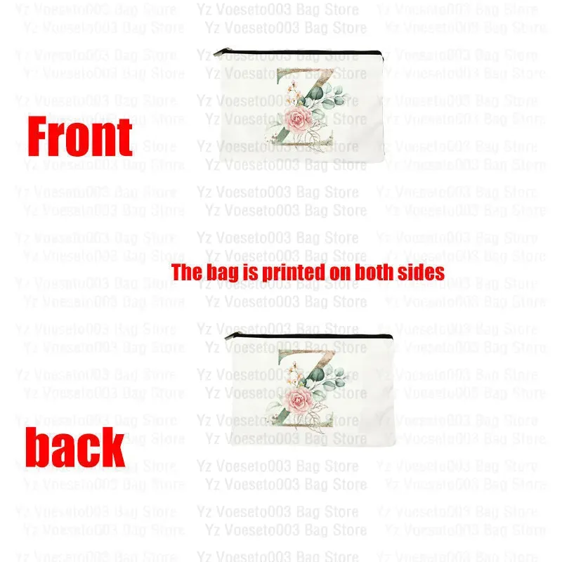 Custom Name Personalized Bag Women Canvas Cosmetic Makeup Bags Travel Toiletry Pouch School Pencil Case Supplies Teacher Gift