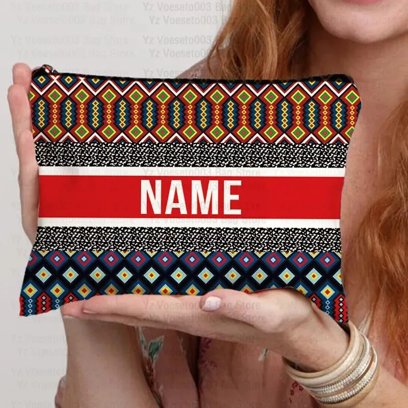 Custom Name Personalized Bag Women Canvas Cosmetic Makeup Bags Travel Toiletry Pouch School Pencil Case Supplies Teacher Gift