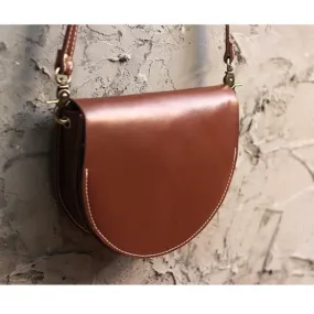 Cute Coffee LEATHER Saddle SHOULDER Bag WOMEN Small Saddle Crossbody Purse FOR WOMEN