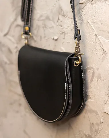 Cute Coffee LEATHER Saddle SHOULDER Bag WOMEN Small Saddle Crossbody Purse FOR WOMEN