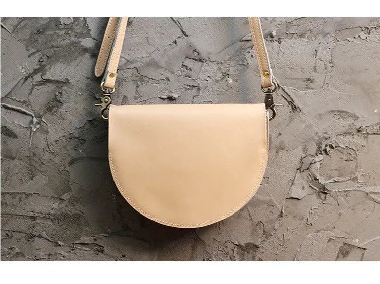 Cute Coffee LEATHER Saddle SHOULDER Bag WOMEN Small Saddle Crossbody Purse FOR WOMEN