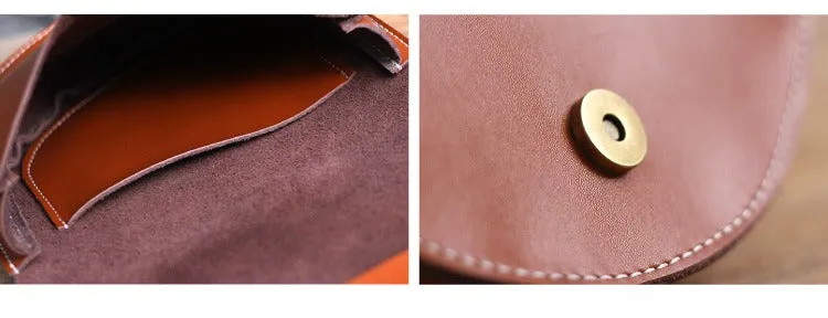Cute Coffee LEATHER Saddle SHOULDER Bag WOMEN Small Saddle Crossbody Purse FOR WOMEN