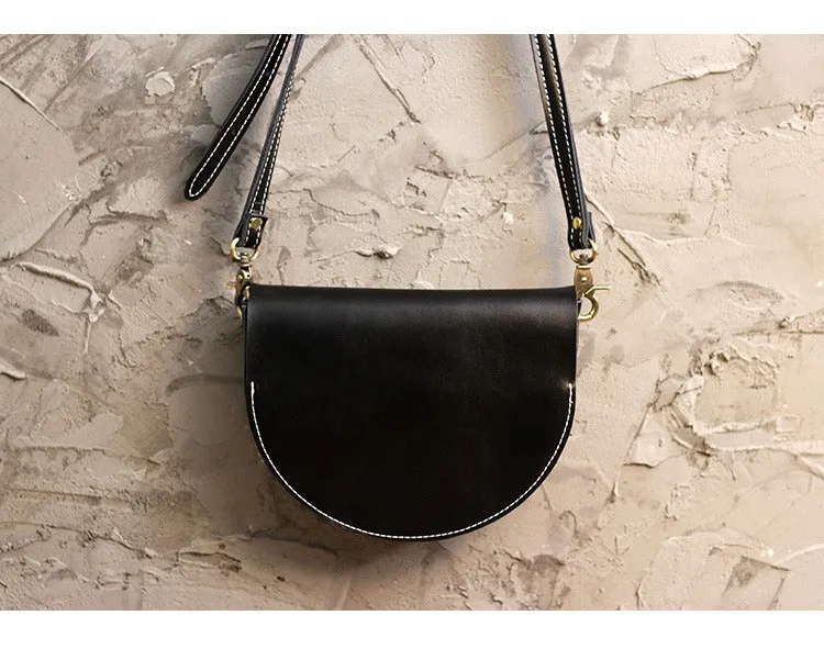 Cute Coffee LEATHER Saddle SHOULDER Bag WOMEN Small Saddle Crossbody Purse FOR WOMEN