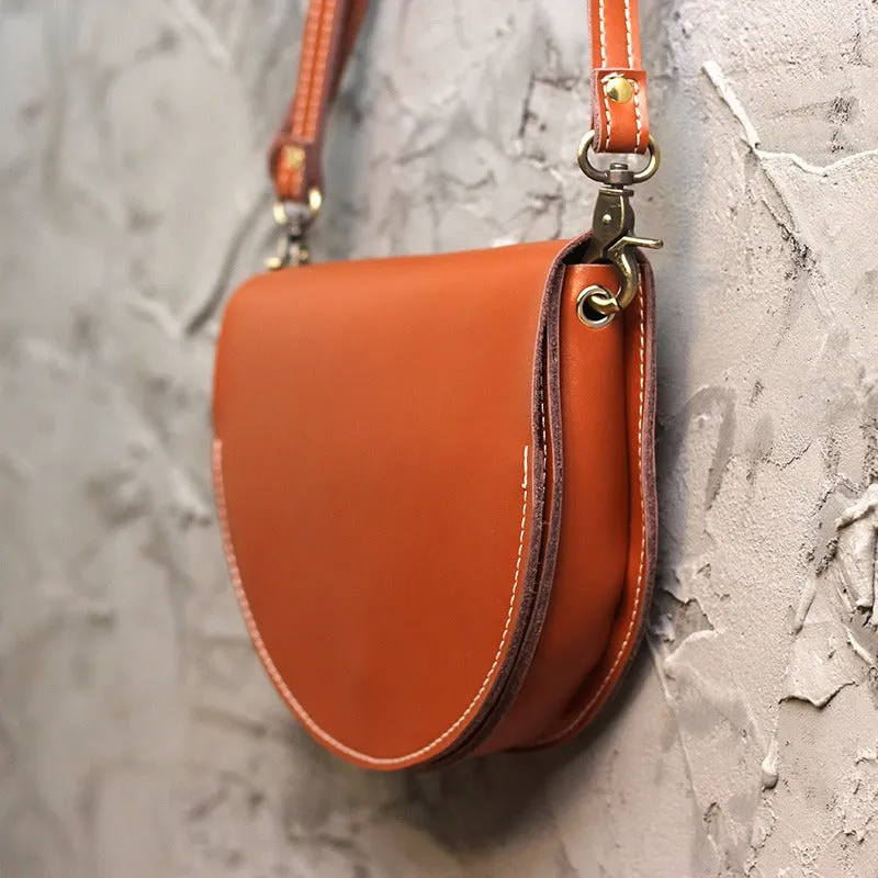 Cute Coffee LEATHER Saddle SHOULDER Bag WOMEN Small Saddle Crossbody Purse FOR WOMEN