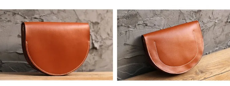 Cute Coffee LEATHER Saddle SHOULDER Bag WOMEN Small Saddle Crossbody Purse FOR WOMEN