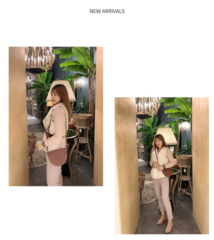 Cute Coffee LEATHER Saddle SHOULDER Bag WOMEN Small Saddle Crossbody Purse FOR WOMEN
