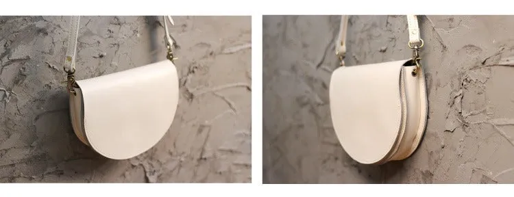 Cute Coffee LEATHER Saddle SHOULDER Bag WOMEN Small Saddle Crossbody Purse FOR WOMEN