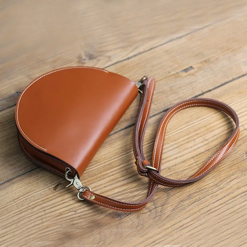 Cute Coffee LEATHER Saddle SHOULDER Bag WOMEN Small Saddle Crossbody Purse FOR WOMEN