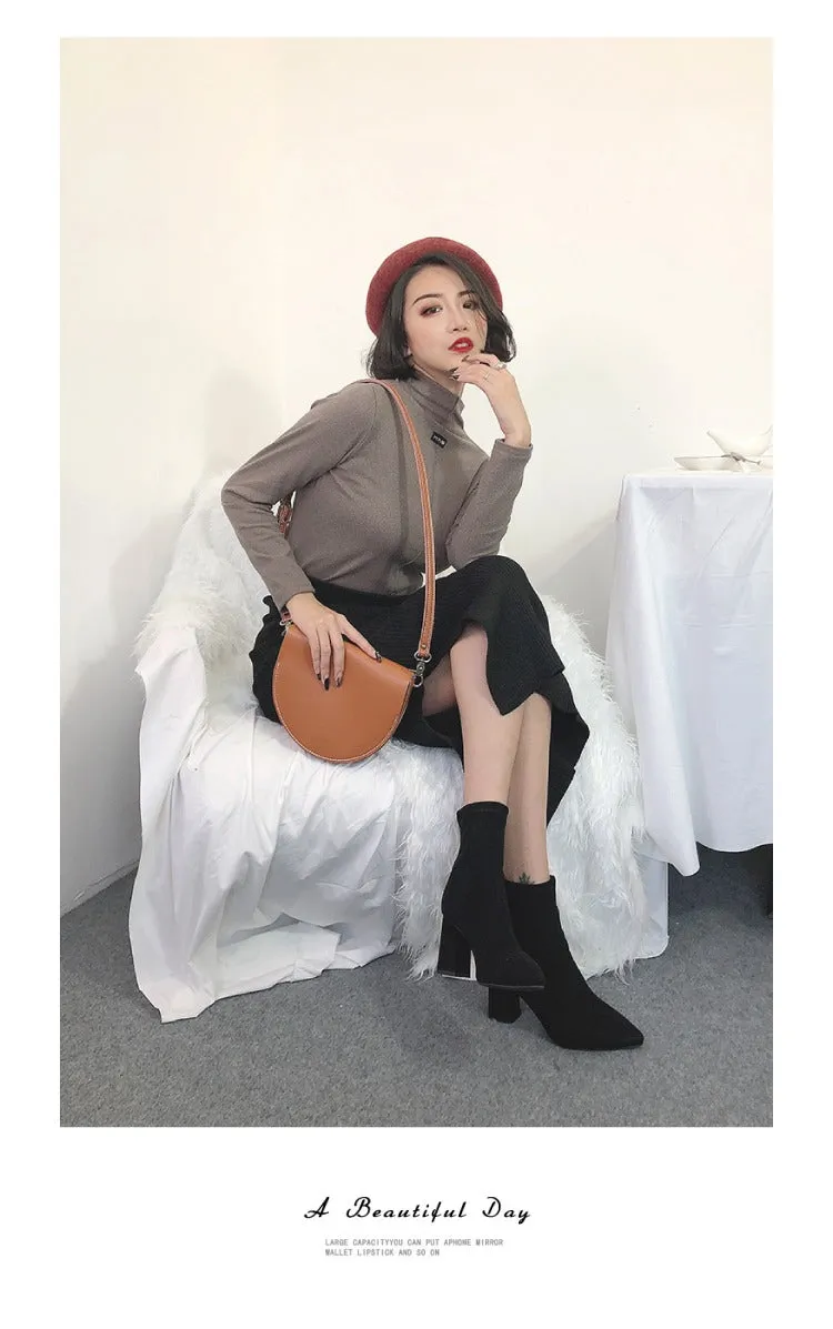Cute Coffee LEATHER Saddle SHOULDER Bag WOMEN Small Saddle Crossbody Purse FOR WOMEN