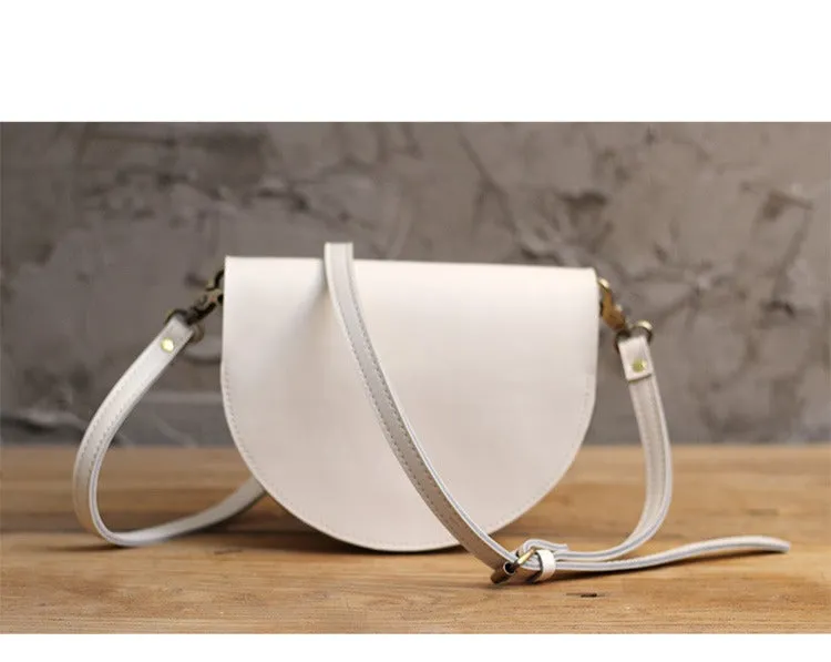 Cute Coffee LEATHER Saddle SHOULDER Bag WOMEN Small Saddle Crossbody Purse FOR WOMEN
